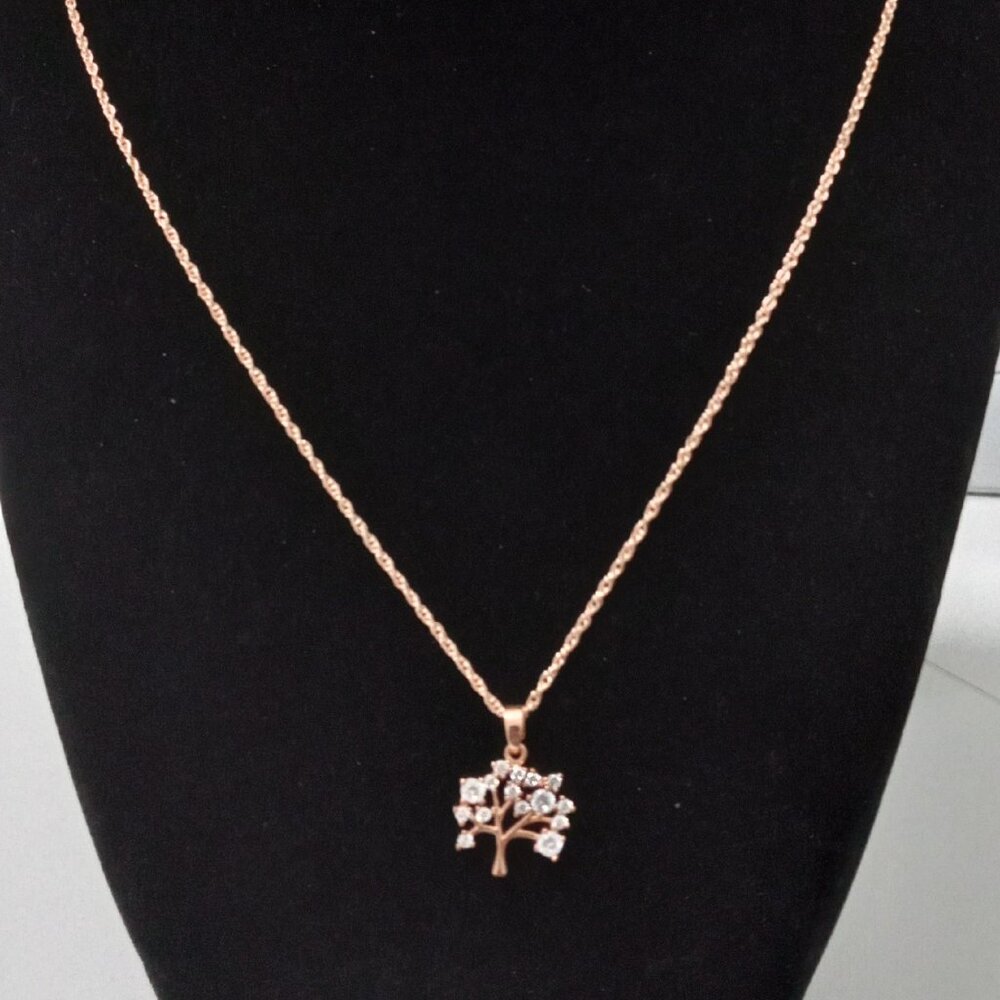 Rose Gold Silver Tree Pendant Necklace, Tree of Life Necklace